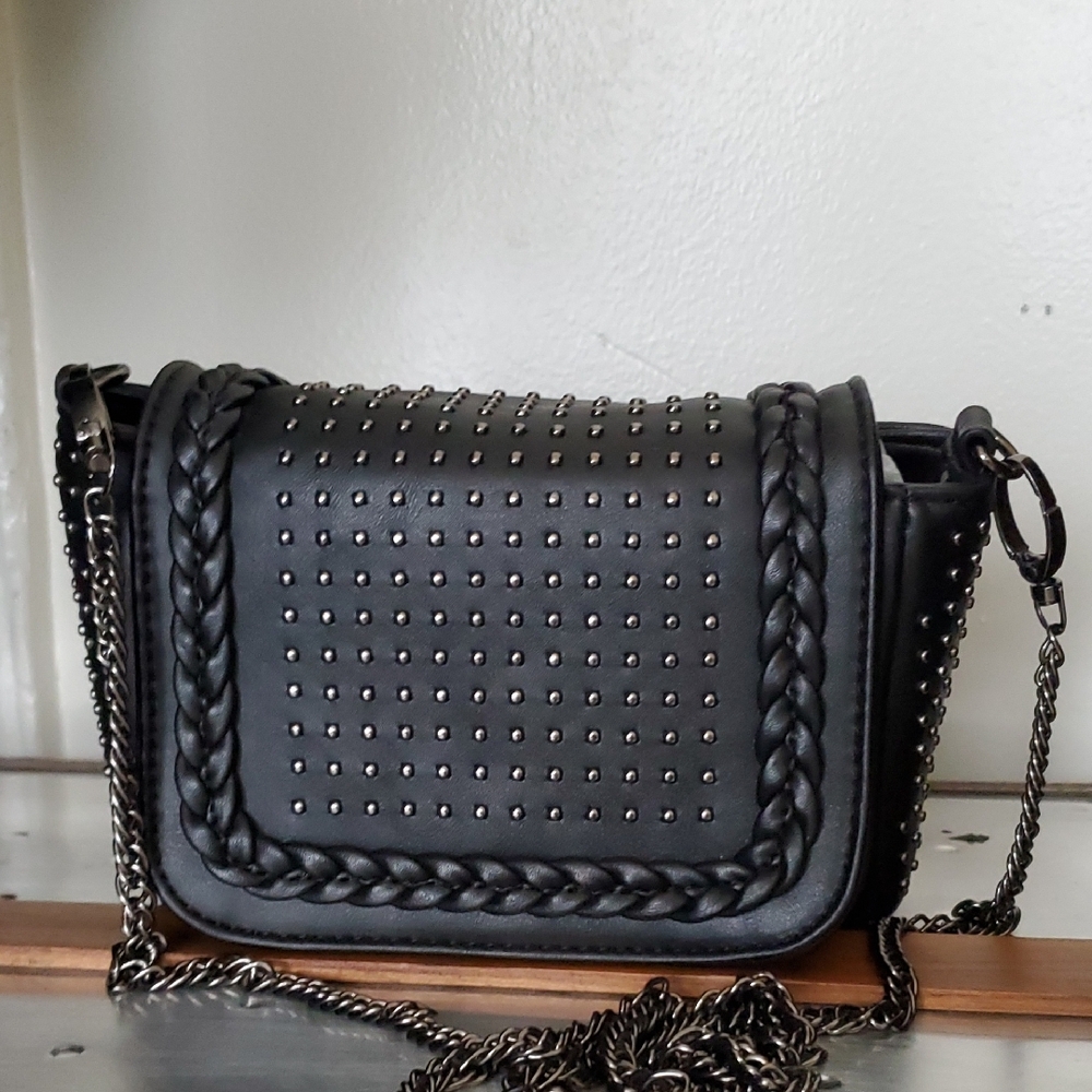 Black Studded Chain Shoulder Bag